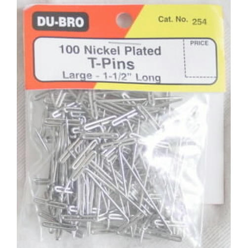 Image of 100 Large Nickel Plated T-Pins by Du-Bro DUB254