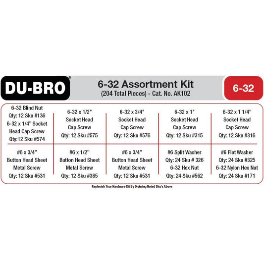 Image of 6-32 Hardware Assortment Kit, 204pcs