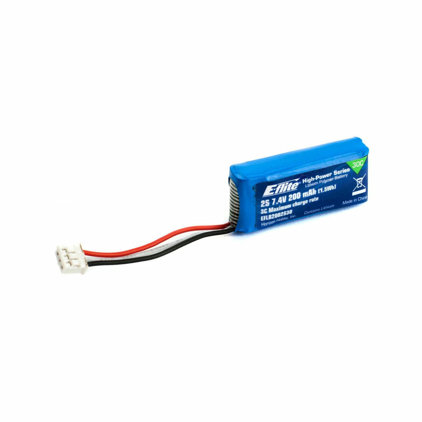Image of E-Flite 2S 7.4V 200mAh 30C Lithium Polymer LiPo Battery EFLB2002S30