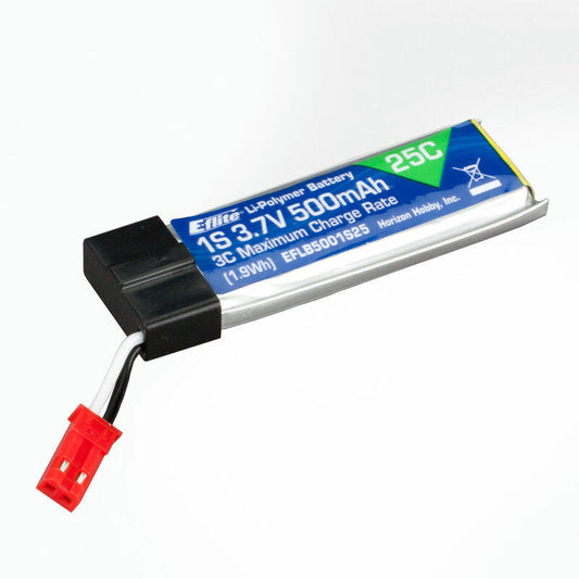 Image of E-Flite 500mAh 1S 3.7V 25C Lithium Polymer Battery LIPO w/JST EFLB5001S25