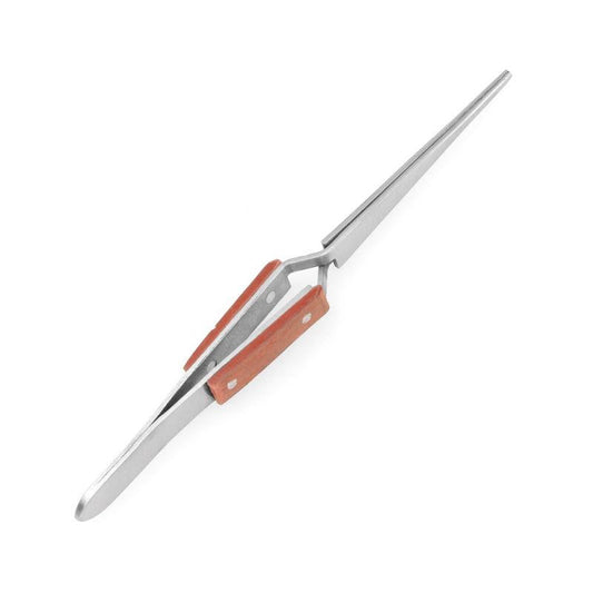 Image of Straight, Wood Handle Soldering Tweezers, Carded