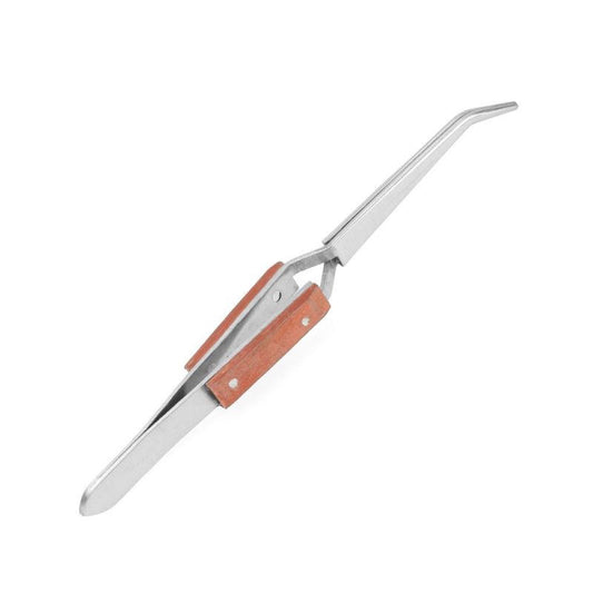 Image of Curved, Wood Handle Soldering Tweezer, Carded
