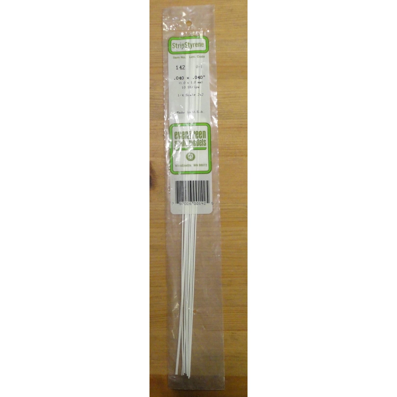 Image of Evergreen Scale Models #142 .040x.040 (1.0x1.0mm) Polystyrene Strips (10pcs)