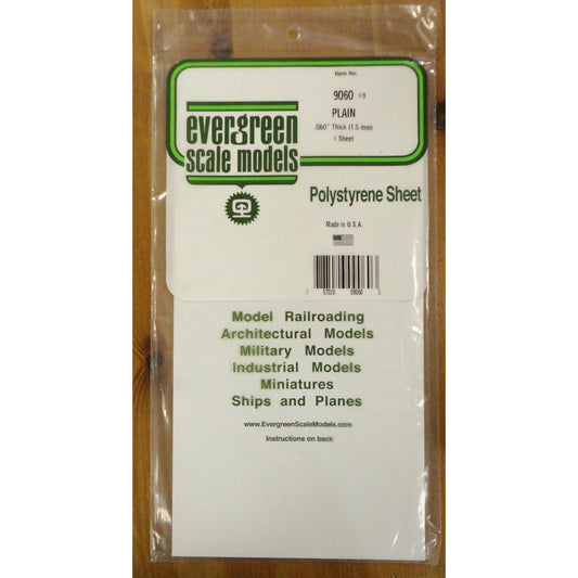 Image of Evergreen Scale Models #9060 Plain White 0.060 Thick Polystyrene Sheet 12x6