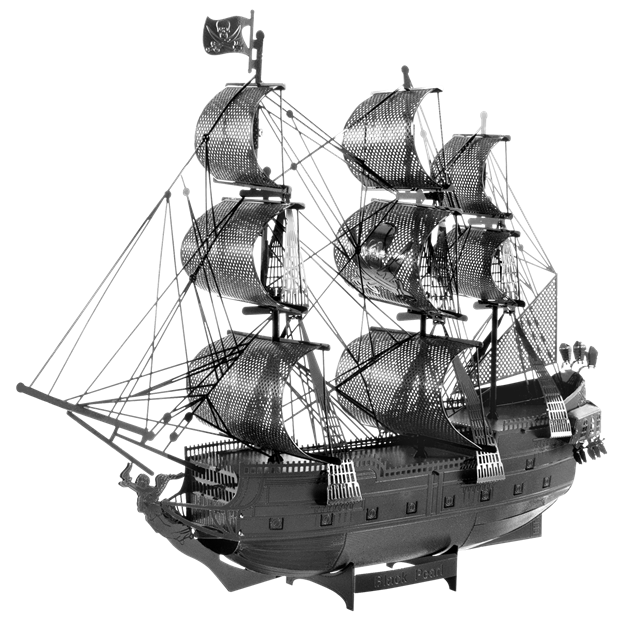 Image of Metal Earth Iconix 3D Laser Cut Steel Model Kit Black Pearl Ship (Black Version)