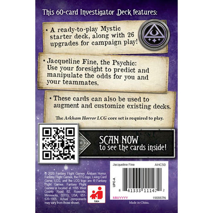 Image of Arkham Horror The Card Game: Jaqueline Fine Investigator Starter Deck FFGAHC50