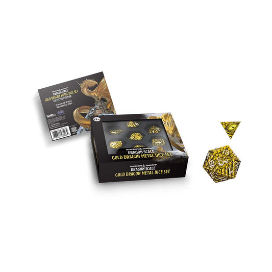 Dragon Scale Metal Dice Set Gold