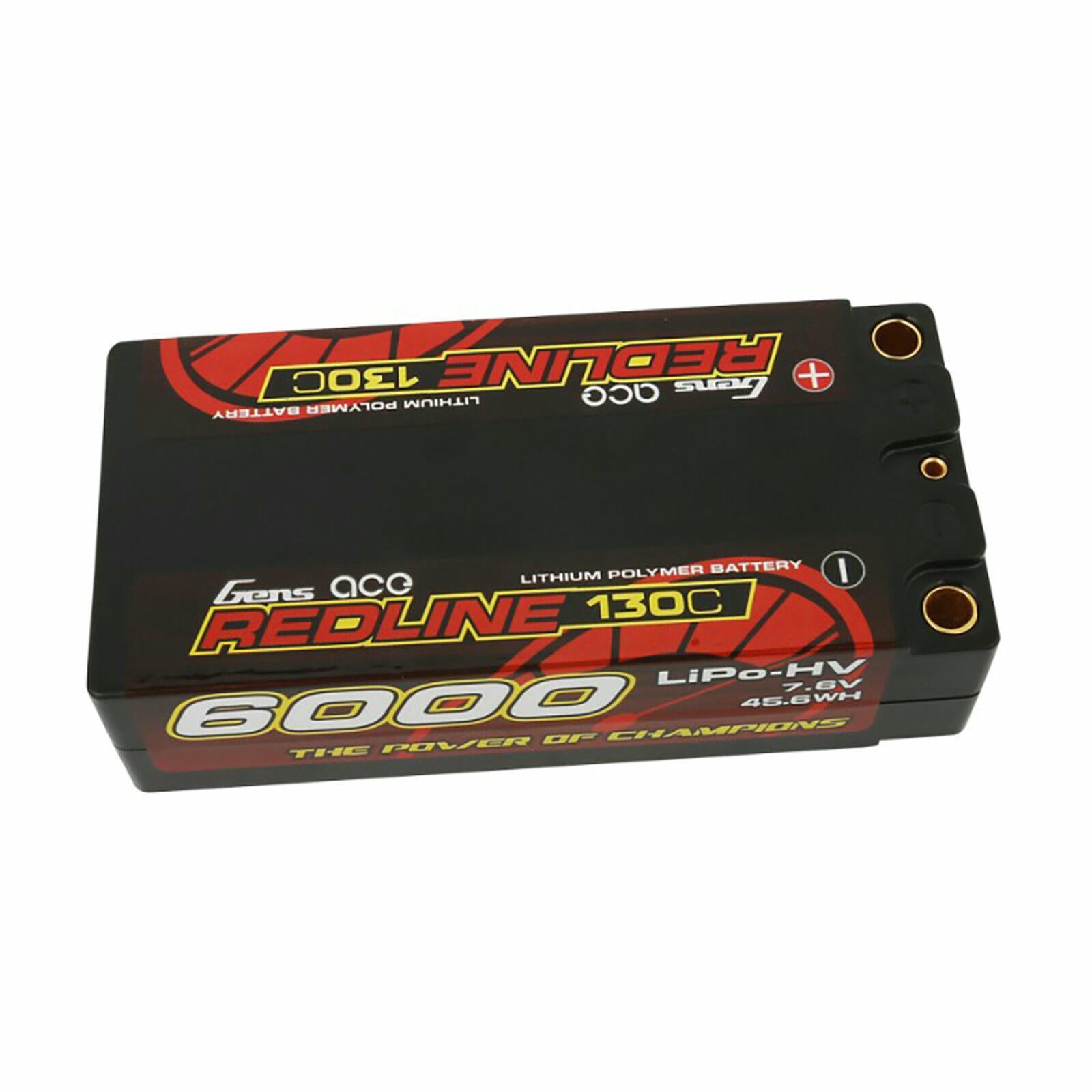Image of Gens Ace 7700mAh 7.6V 130C Redline Shorty Lipo Battery Pack w/5mm Bullet Tubes 