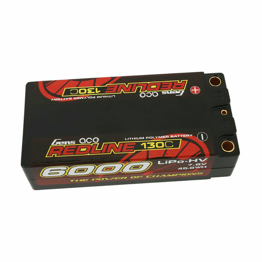 Image of Gens Ace 7700mAh 7.6V 130C Redline Shorty Lipo Battery Pack w/5mm Bullet Tubes 