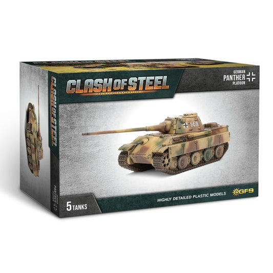 Image of Clash of Steel: German - Panther (8.8cm) Tank Platoon (x5 Plastic)