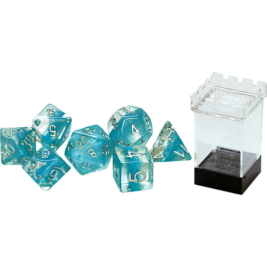 Image of Neutron Dice Glacier Cyan/Silver Dice 7-Dice Set (D20/12/10/%/8/6/4) GKGN0302