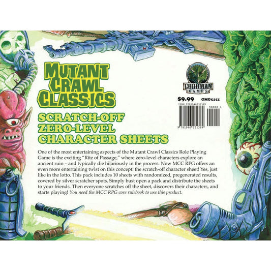Image of Mutant Crawl Classics Roleplaying Game: Scratch-Off Zero-Level Character Sheets 