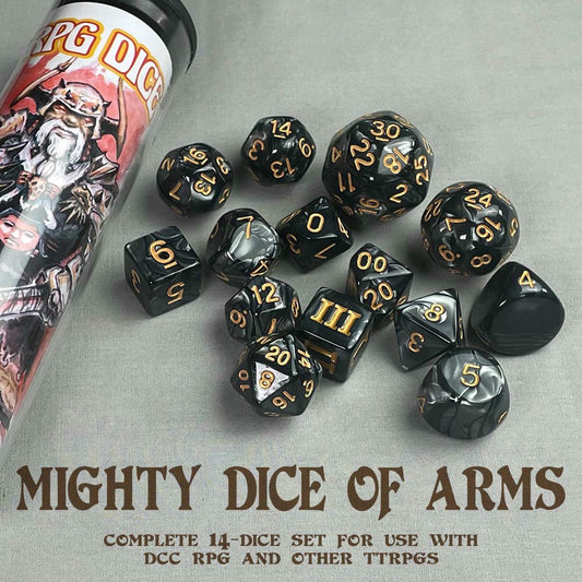 Image of Dungeon Crawl Classics Mighty Dice of Arms RPG Dice Set GMG6069 (14pcs)