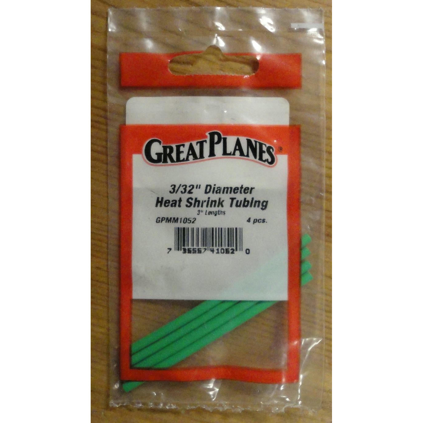 Image of Great Planes Green Heat Shrink Tubing 3/32x 3 (4pcs) GPMM1052