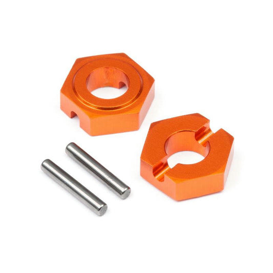 Image of Hot Bodies Orange Aluminum 9.8mm Front Hex Wheel Hubs HBS112745