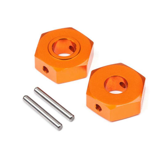 Image of Hot Bodies Orange Aluminum 12mm Clamp-Type Hex Wheel Hubs (2pcs) HBS112746