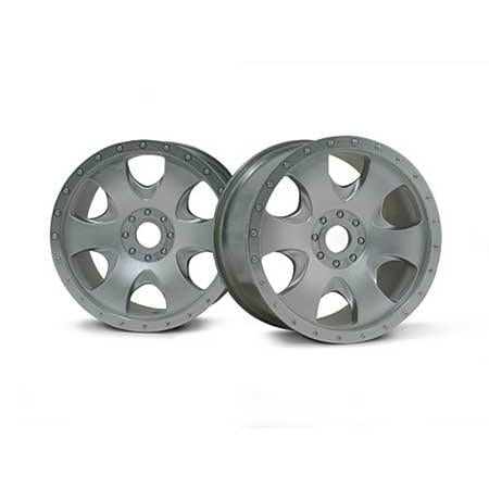 Image of HPI Savage X Warlock Matt Chrome 83x56mm 3.8 Monster Truck Wheels (17mm) 3193