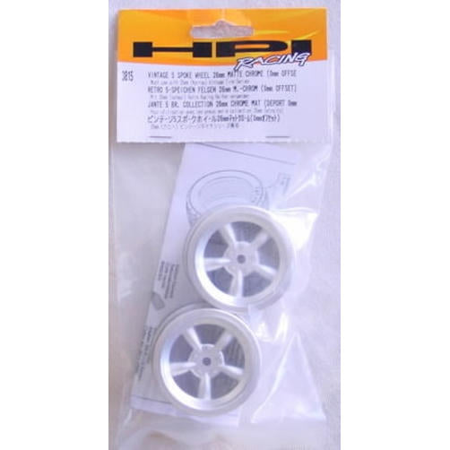 Image of HPI Vintage 5-Spoke 26mm Matte Chrome 0mm Offset Wheels