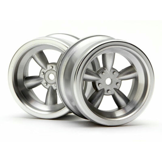 Image of HPI Vintage 5-Spoke 31mm Matte Chrome 6mm Offset Wheels