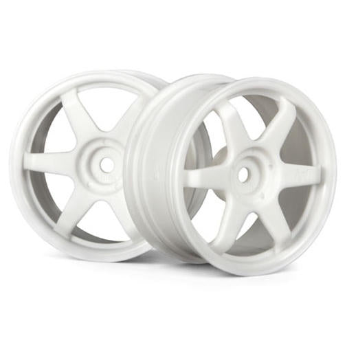 Image of TE37 White 6-Spoke 26mm Touring Car Wheels -6mm Offset