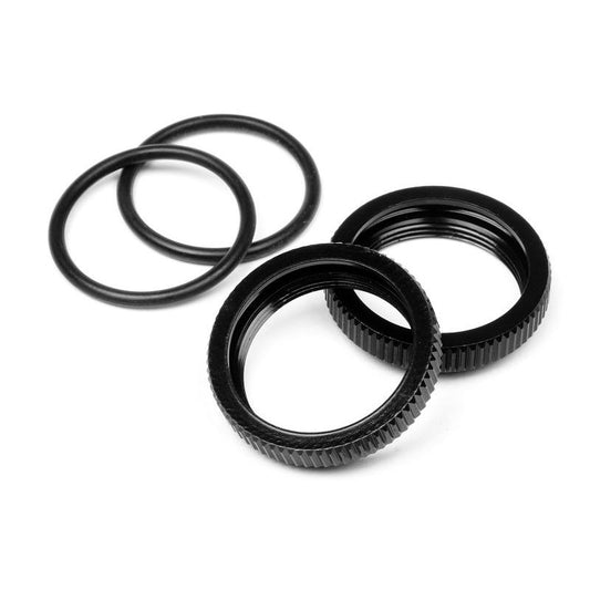 Image of Big Bore Shock Spring Adjust Nut (Black/2pcs) Vorza Flux