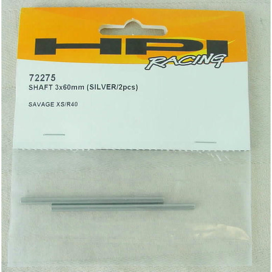 Image of HPI Racing Savage XS/R40 Shaft 3 x 60mm (Silver/2 pcs.) HPI72275