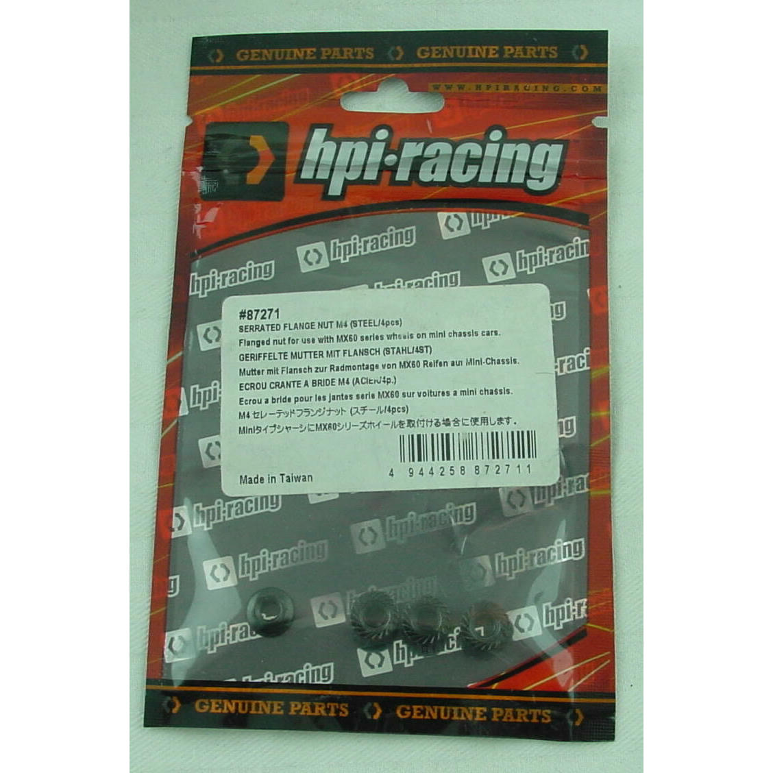Image of HPI Racing 4mm Steel Serrated Flanged Nuts (4pcs) HPI87271