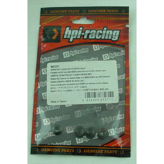 Image of HPI Racing 4mm Steel Serrated Flanged Nuts (4pcs) HPI87271