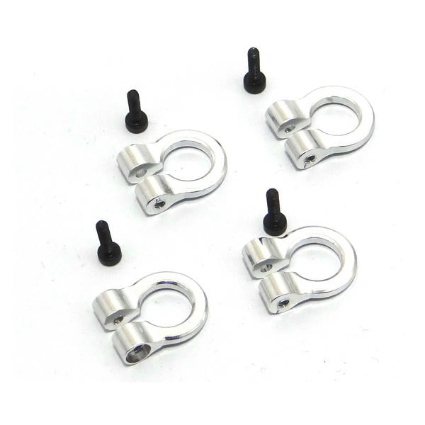 Image of Hot Racing 1/10 Scale Aluminum Silver Tow Shackle D-Rings (2) HRAACC80808