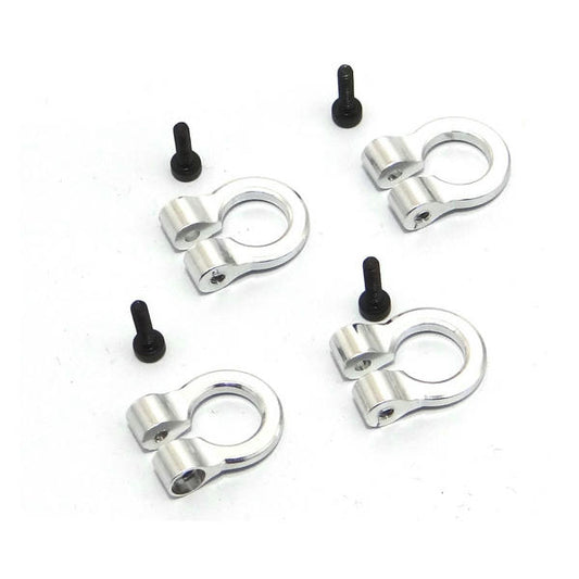 Image of Hot Racing 1/10 Scale Aluminum Silver Tow Shackle D-Rings (2) HRAACC80808