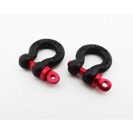 Image of 1/10 Scale Aluminum Black Tow Shackles D-Rings (2pcs)