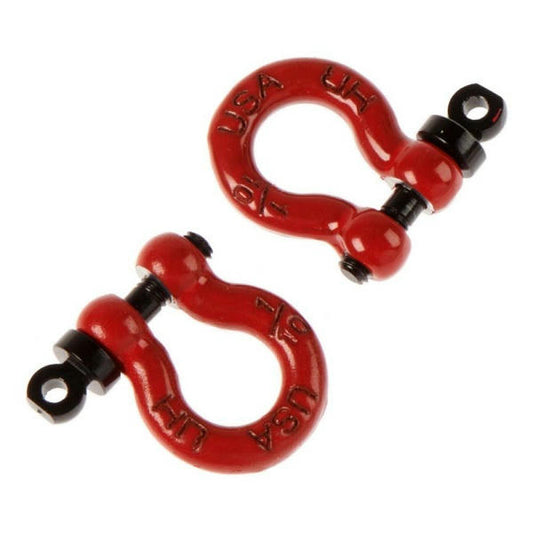 Image of Hot Racing 1/10 Scale Aluminum Red Tow Shackle D-Rings (2) HRAACC808X02