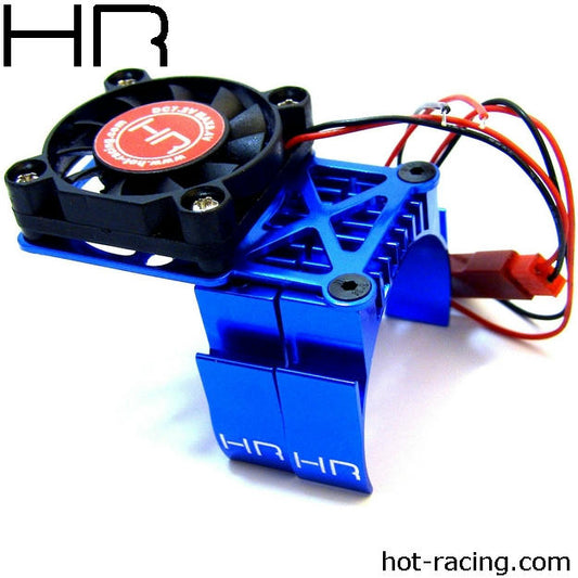Image of Hot Racing 1/10th Scale Blue Multi Mount Fan Heat Sink/36mm Motors HRAMH550TE06