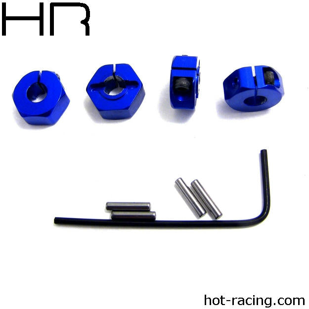Image of Hot Racing 1/10th Scale 12mm Locking Wheel Hex Kit, Blue/Slash 4x4 HRASLF1006