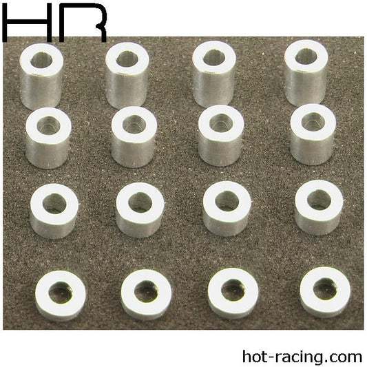 Image of M3 Silver Alloy Spacer/Standoff Set (16pcs) by Hot Racing HRASPC3006