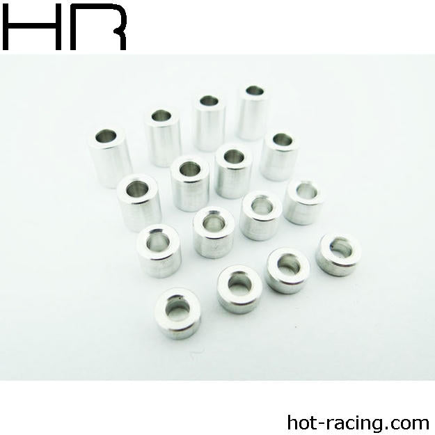 Image of Hot Racing Silver M3 3mm Aluminum Standoff Spacer Set 3/5/7/9mm (4each) SPC3007