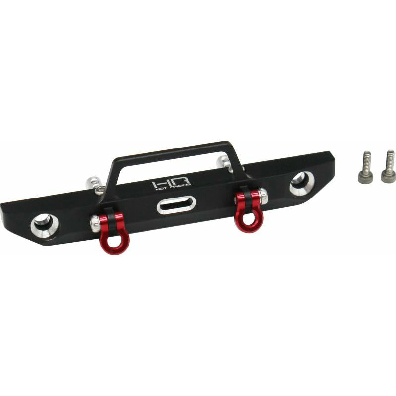 Image of Axial SCX24 Rock Crawler Black Alloy Front Bumper w/Light Buckets/Fairlead
