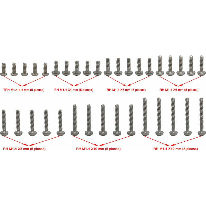 Image of Axial SCX24 Rock Crawler Stainless Steel M1.4 Round Head Screw Set HRASXTF14MSS