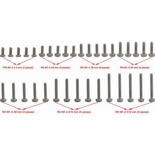 Image of Axial SCX24 Rock Crawler Stainless Steel M1.4 Round Head Screw Set HRASXTF14MSS