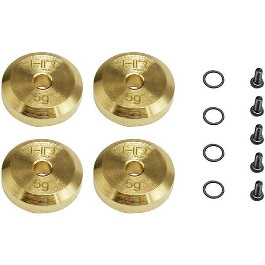 Image of Axial SCX24 +4mm Brass Wheel Weights (for Steel Axles) Hot Racing HRASXTF2604H