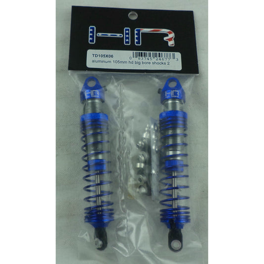 Image of Hot Racing Blue/Silver 105mm HD Aluminum Big Bore Shocks (2pcs) HRATD105X06