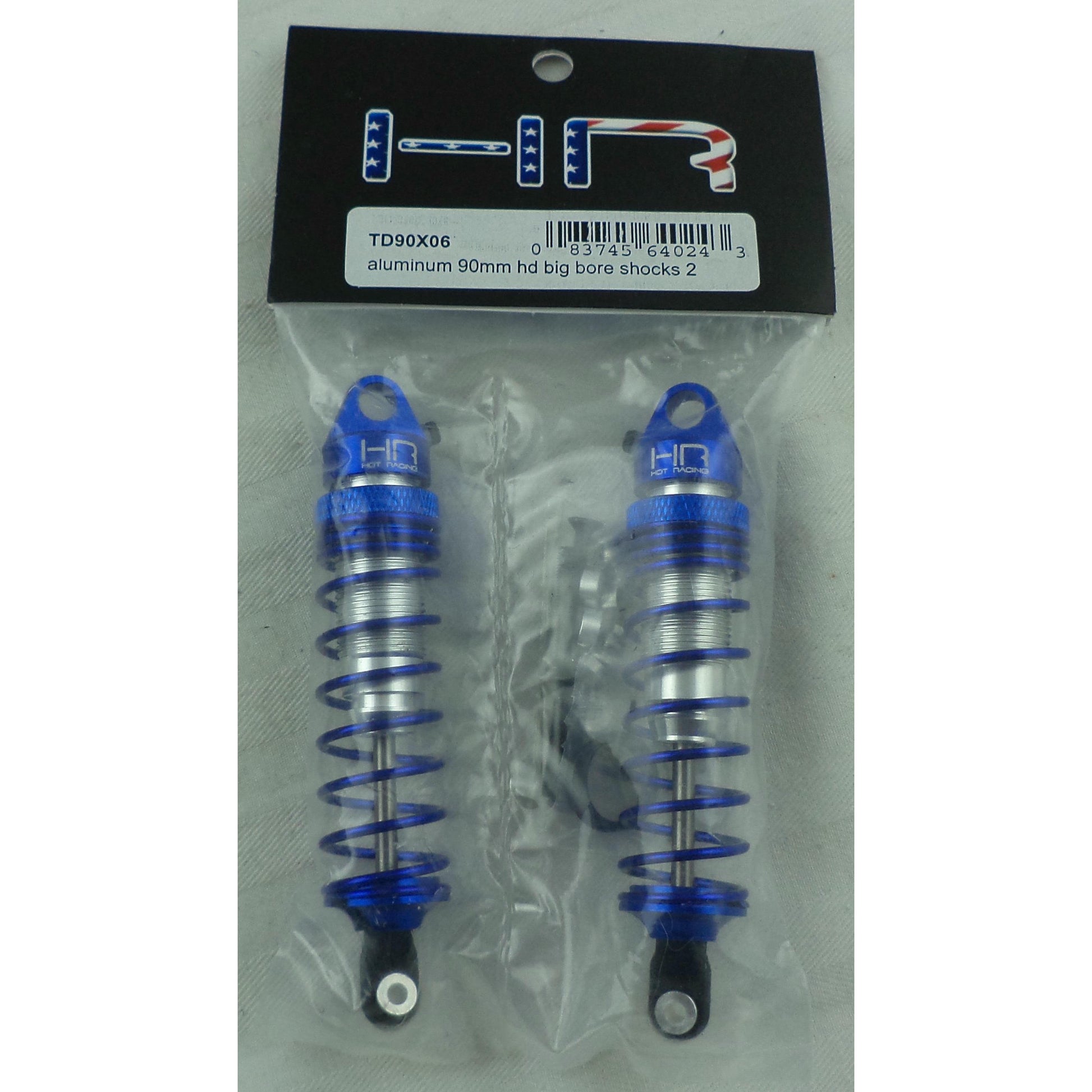 Image of Hot Racing Blue/Silver 90mm HD Aluminum Big Bore Shocks (2pcs) HRATD90X06