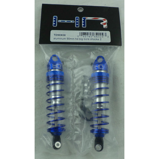 Image of Hot Racing Blue/Silver 90mm HD Aluminum Big Bore Shocks (2pcs) HRATD90X06