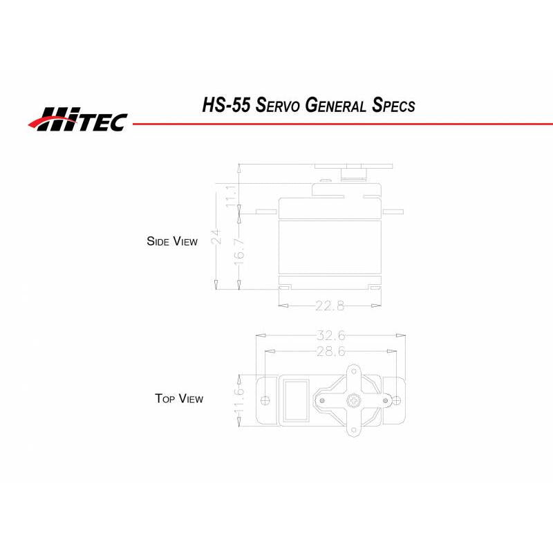 Image of Hitec HS-55 Featherlight Sub-Micro Servo(S/Z) HRC31055S