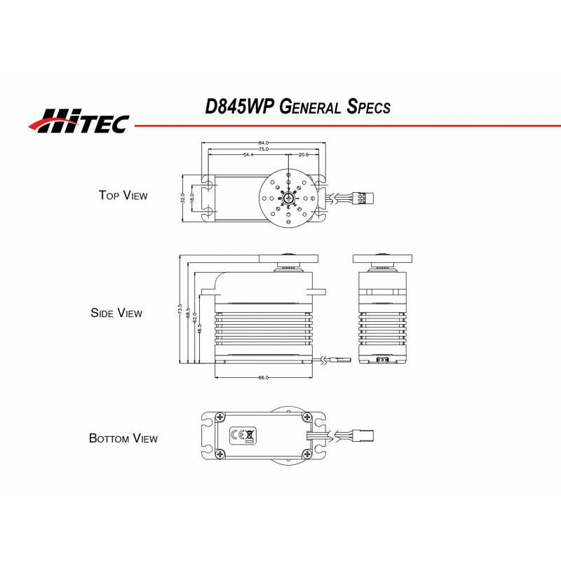 Image of Hitec IP67 D845WP Monster Torque Programmable Digital Servo (698 oz-in/50kg-cm) 