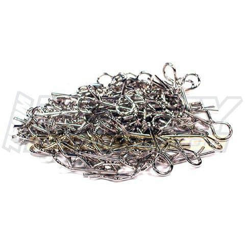 Image of Silver Bent-Up Body Clips (100pc) 1/10 Short Course & Monster Trucks