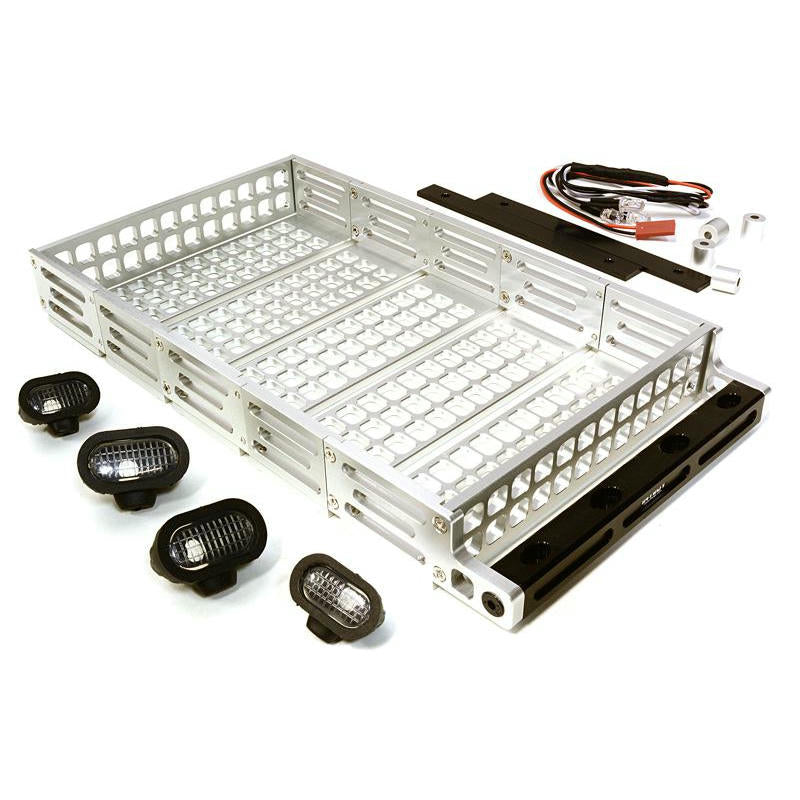 Image of Integy Silver Alloy 1/10 Scale Rock Crawler Luggage Rack w/4 LED Spotlight Set 