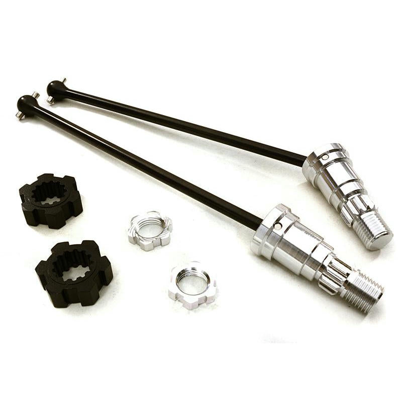 Image of Universal Driveshafts w/Silver Alloy Stub Axles by Integy C27070 fits X-Maxx