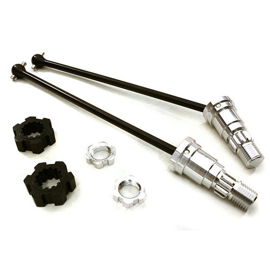 Image of Universal Driveshafts w/Silver Alloy Stub Axles by Integy C27070 fits X-Maxx