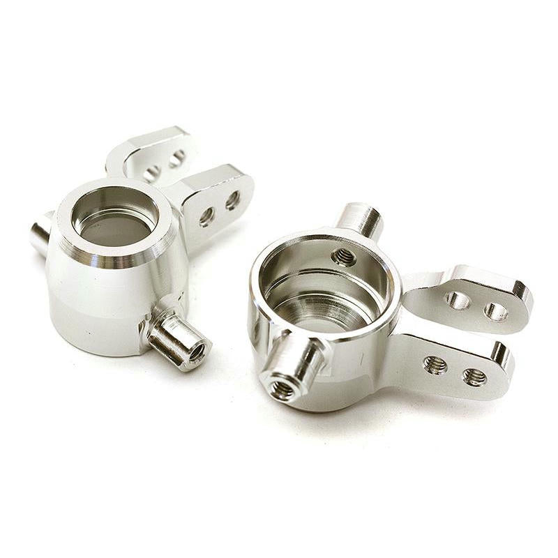 Image of Traxxas 4x4 Rustler Silver Aluminum Steering Knuckles INTC28741 Integy